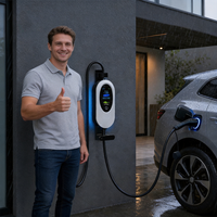 Borne de recharge murale pour véhicules électriques 22 kW 11 kW, station de recharge portable triphasée EVSE avec application intelligente, support mural inclus
