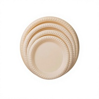 Assiettes jetables modernes en amidon de maïs beige, biodégradables, écologiques, de qualité alimentaire, pour restaurant