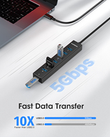 HUB USB C 8 en 1 OEM ODM, HUB de données ultra rapide en alliage d'aluminium USB 3.0 5Gbps avec port de charge 5V pour ordinateur portable