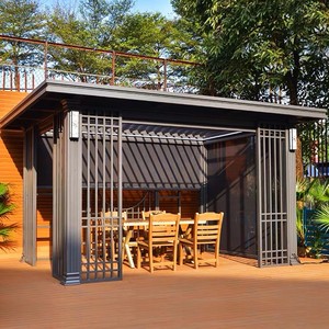 Bên ngoài pergola nhôm màn trập ngoài trời pergola cho hiên vườn dù để che nắng rainproof gazebo với Rèm bên - Product Image 2