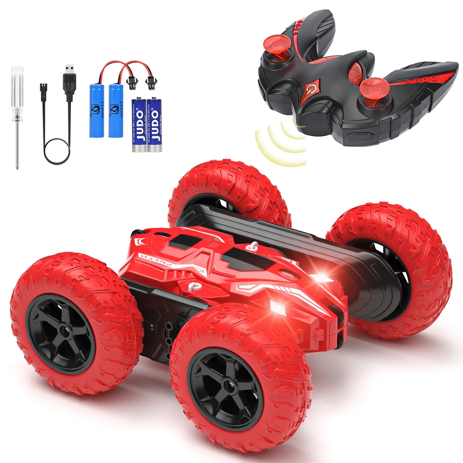 Uzaktan kumanda araba RC araç oyuncak yüksek hızlı RC arabalar çift taraflı Mini RC dublör araba çocuklar için LED ışıkları ile