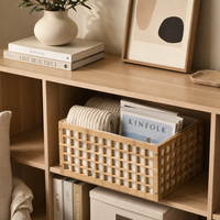 Panier à linge en bambou ventilé durable à prix d'usine avec insert en tissu blanc pour rangement de salle de bain