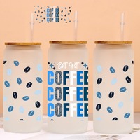 Emballage de tasse en vinyle UV DTF personnalisé Impression par transfert de chaleur pour 16oz 20oz 24oz Libbey tasses en verre tasses à café gobelets autocollant
