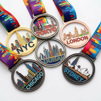 Médaille de récompense haut de gamme avec coffret de luxe, ensemble de médailles personnalisées en alliage de zinc doré pour les récompenses officielles des entreprises