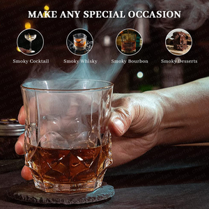 Best-seller Coffret cadeau en bois noir pour fumeurs de cocktails à la mode au vieux <span class=keywords><strong>bourbon</strong></span> et kit torche pour fumeurs de cocktails en pierre de glace au whisky - Product Image 4
