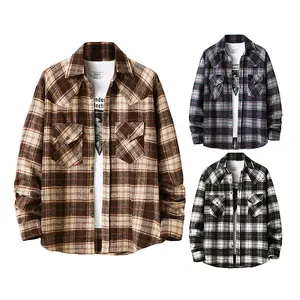 2022 Fall Winter Vintage Plaid Men Flannel Jacket Thick Flannel Shirt Jacket For Men