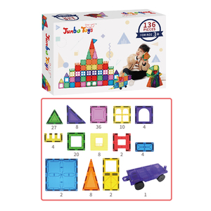 136 Piezas de Bloques Magnéticos 3D, Castillo Hueco, Bloques de Construcción STEM, Juguete para Niños, Seguro, ABS, EN71, ASTM, CPC, CE, Venta al por Mayor, OEM, ODM - Product Image 3
