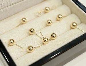 Pendientes de Oro Real de 18K Xinfly, Joyería de Oro 18K AU750, Pendientes de Bola Redonda Pulida de 6mm - Product Image 5