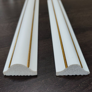 Moulures Décoratives Murales avec Ligne <span class=keywords><strong>Dorée</strong></span>, Plinthe Murale PS, Ligne Décorative Intérieure pour Garniture de Décoration Murale, Kit de Panneaux de Plinthes - Product Image 1