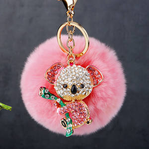 8cm nouveau Design strass <span class=keywords><strong>ours</strong></span> porte-clés pompon pendentif sac bijoux dames fille <span class=keywords><strong>ours</strong></span> strass porte-clés - Product Image 1