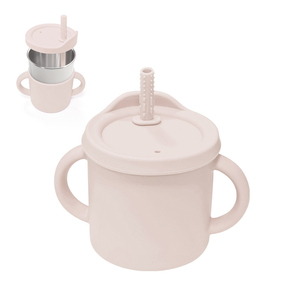 Gobelet d'apprentissage pour enfants en acier inoxydable 304 avec couvercle en silicone anti-fuite sans BPA, gobelets à bec pour bébés avec paille - Product Image 5