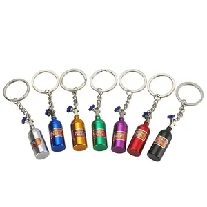 Unique Mini Car Turbo NOS Keychain Nitrogen Bottle Metal Key Ring Stash Pill Box Storage Stylish Car Motorcycle Interior