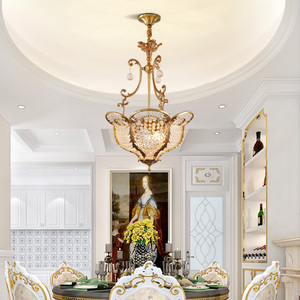 Entrada barroca francesa Nido de Pájaros lámparas de cristal decorativas latón recepción escritorio colgante luz Vintage pasillo lámpara colgante - Product Image 4