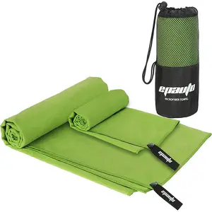 Asciugamano da palestra in microfibra per sport ad asciugatura rapida e leggero asciugamano Fitness con fascia elastica e tasca con cerniera in angolo - Product Image 2