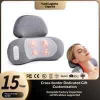 Oreiller de massage en mousse à mémoire de forme rechargeable par USB pour le cou, les épaules et le dos, avec chaleur, pétrissage, contrôle de la minuterie et batterie 2000 mAh