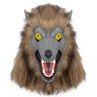 Masque en latex intégral tête de loup effrayant pour adulte, idéal pour cosplay d'horreur, accessoire photo, masque de fête d'Halloween - Prix usine Nicro