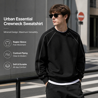 En stock – Sweat-shirt col rond en coton composite 460 GSM, uni, robuste, avec passepoil réfléchissant contrastant, coupe ample, idéal pour l'automne