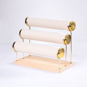 High Quality Wrist Watch Bracelet <strong>Bangle</strong> Organizer Detachable <strong>Holder</strong> Three Tier Metal Wood Velvet Jewelry Display Stands - Product Image 1
