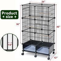 Enclos à oiseaux assemblé grande capacité avec base à roulettes, double plateaux en plastique, cadre en fer et perchoirs en bois pour maison, pour plusieurs oiseaux
