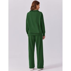 Conjunto Deportivo de 2 Piezas para Mujer FOXA, Sudadera de Poliéster de Peso Medio, Pantalones Deportivos de Pierna Ancha, Atuendo Combinado, Transpirable, Corte Holgado - Product Image 3