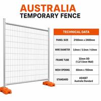 Panneaux de clôture de sécurité temporaires en fer, revêtement poudré orange, écologiques, imperméables, 1,8 m de haut, base en béton, construction australienne