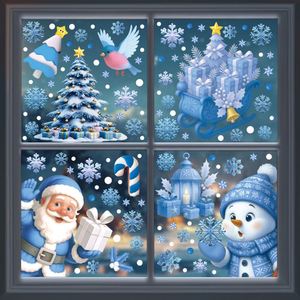 Pegatina Decorativa Navideña para Ventana de PVC Impermeable con Diseño Tridimensional de Papá Noel, Muñeco de Nieve Azul y Copo de Nieve - Product Image 2