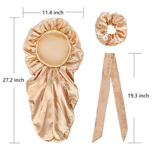 Gorro de satén con logotipo personalizado, gorro de seda <span class=keywords><strong>para</strong></span> <span class=keywords><strong>dormir</strong></span> <span class=keywords><strong>para</strong></span> cabello largo/<span class=keywords><strong>rizado</strong></span> con banda elástica - Product Image 3