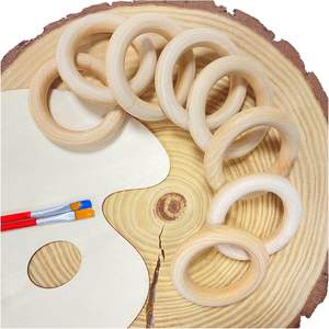 80 piezas de anillo de madera de 2,76 pulgadas, anillo de madera natural para hacer joyas y <span class=keywords><strong>manualidades</strong></span> DIY, anillo de madera lisa sin terminar, - Product Image 4