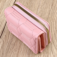 Dompet pendek wanita, dompet kartu penghalang RFID, dompet koin tahan air, dompet pendek kulit PU gaya Korea trendi