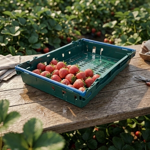 Cesta <span class=keywords><strong>de</strong></span> Plástico Perforada Apilable para Verduras con Asa <span class=keywords><strong>de</strong></span> Agarre, Compra al por Mayor |   Caja Apilable para Frutas para Uso en Supermercados - Product Image 1