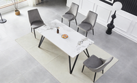 Table de salle à manger, bistrot, bar, café, hôtel, restaurant en pierre frittée, porcelaine, marbre, avec plateau carré ou rond