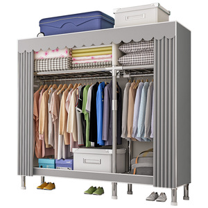 Armario de Tela 1900D, Serie Gris a Rayas, Tipo Rectangular, Armario de Gran Capacidad, Organizador de Ropa para Dormitorio - Product Image 3