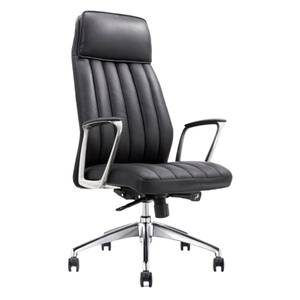 Silla de Oficina Ejecutiva Ergonómica Giratoria de Cuero PU Negra Moderna con Respaldo Alto al por Mayor - Product Image 2