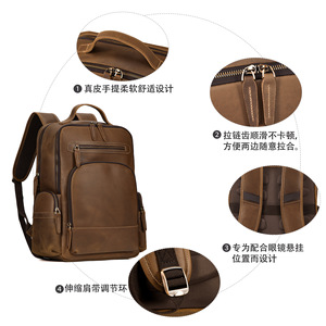 Dujiang Genuine Leather <b>Backpack</b> 20L Business Travel Lightweight Multi Functional Laptop Bag Casual Men's <b>Backpack</b> - Product Image 4