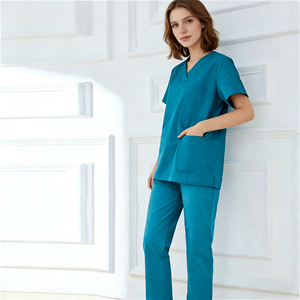 100% coton uniformes hospitaliers col en V à manches courtes de haute qualité pour les médecins hospitaliers infirmière - Product Image 4