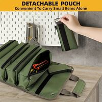 Sac à outils robuste, organiseur d'outils enroulable pour hommes et femmes, boîte de rangement d'outils portable avec 4 pochettes zippées détachables