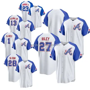 2023 Atlanta Baseball Jerseys 27 Austin Riley 13 Acuna JR 1 Albies 44 Aaron Coolbase White City Connect Stitched Baseball Shirts