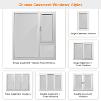 Ventanas de PVC de Doble Acristalamiento Modernas Personalizadas al por Mayor de Fábrica, Diseño de Rejilla, Ventanas Abatibles de Vinilo para Apartamentos