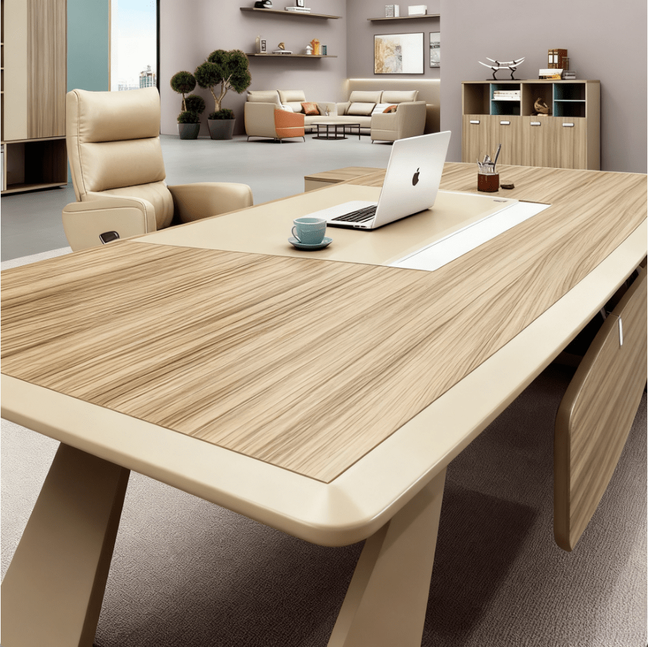 desk light oak cream beige executive