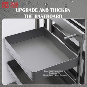 TIANYI Modern 2-Tier Flat Wire Pull Down <b>Shelf</b> Kitchen Upper Cabinet Lift <b>Basket</b> Chrome Plated Steel Elevator Storage Organizer - Product Image 4