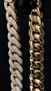 Cadena de Plata con Moissanita Helada, Collar de Eslabones Estilo Hip Hop, Joyería de Lujo a la Moda, Haalo Jewels HJ010, Chapado en Oro - Product Image 3