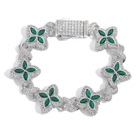 Bracelet de luxe coloré trèfle à quatre feuilles et infini, serti de zircone cubique 5A, en laiton, style hip-hop, bijou porte-bonheur pour femmes et hommes