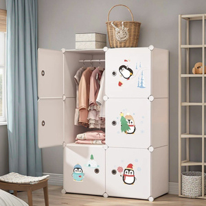 Modern 6-Door <strong>Foldable</strong> Plastic Storage Cabinet Adjustable Baby <strong>Wardrobe</strong> for Kids' Clothes Living Room Bedroom Organizer - Product Image 3