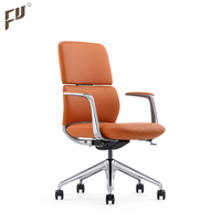Chaise de bureau de direction moderne de haute qualité, dossier moyen, en cuir synthétique, pour femmes asiatiques, avec roulettes pivotantes