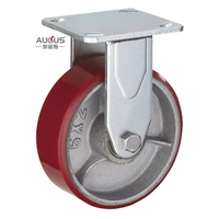 Roues pivotantes en PU rouge robustes de 4, 5, 6 et 8 pouces, 360° °   Roulettes en fonte rotatives pour équipements industriels mobiles