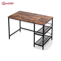 Retro Minimalist Modern Desktop Desk for Office Study Foldable Iron Mesh Shelf Easy Assemblefor Home Office Computer Desk