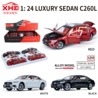 Voiture miniature en alliage à l'échelle 1:24, avec fonction de recul, lumières et musique, modèle C260L BENZ, collection de voitures miniatures en métal