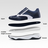 Baskets de mode pour hommes en cuir et maille, doublure en peau de porc, baskets rehaussantes de 8 cm, baskets de sport à talon invisible