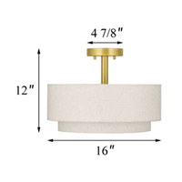 US Livraison gratuite Semi Flush 2 Tier Tissu E26 Intérieur Décoratif Moderne Design Nordique Pendentif Plafonnier pour Salon