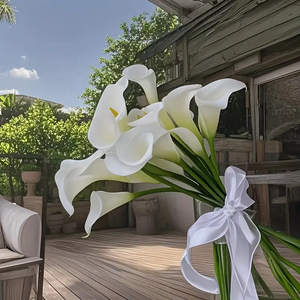 Fleurs artificielles Calla Lily en PU pour mariages, bouquets de mariée, douche nuptiale, DIY, décorations de fête à domicile - Product Image 4